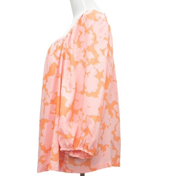 Sanctuary Pink Orange Floral Square Neck Peasant Top size 2X - Picture 2 of 11